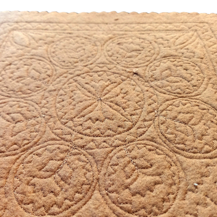 Vintage Hungarian Wool Felt Appliqué Szűr Folk Art Handmade Brown Square 1970-80s