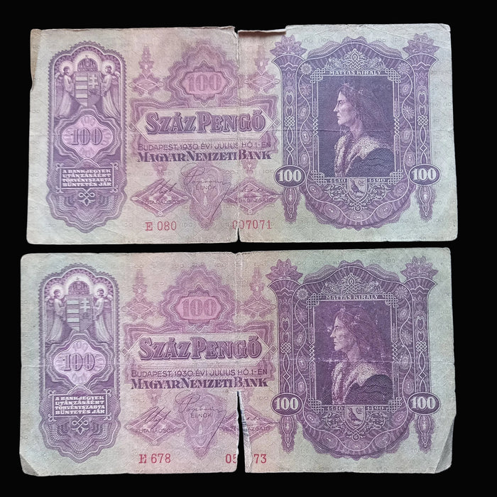Vintage Banknote 1920-1930 Hungary Korona Pengo Interwar Era Old Money Relic 8pc Set