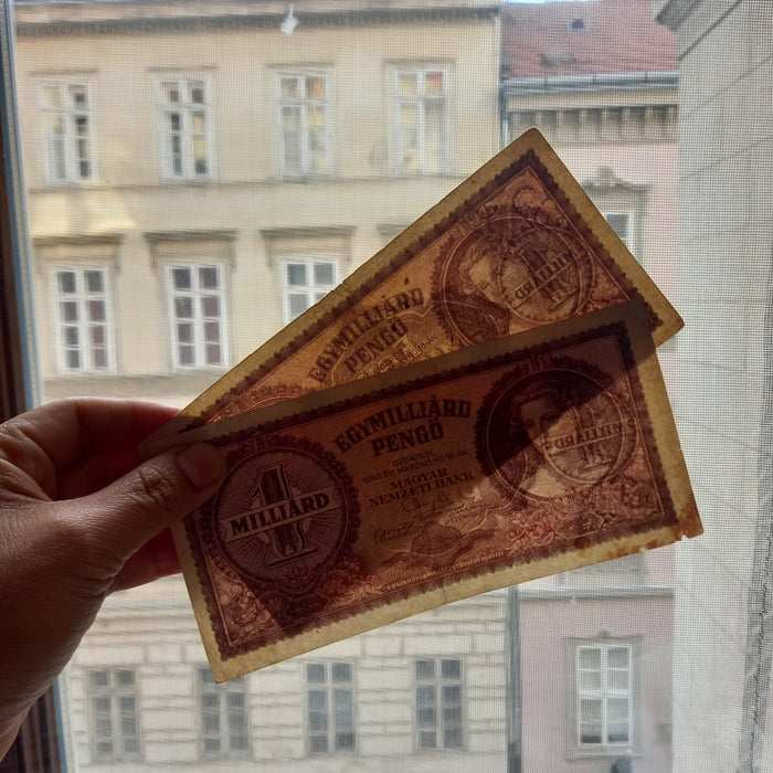 1946 Hungary Banknote 1 Billion Pengo Pair Post WWII Collectible Currency Gift