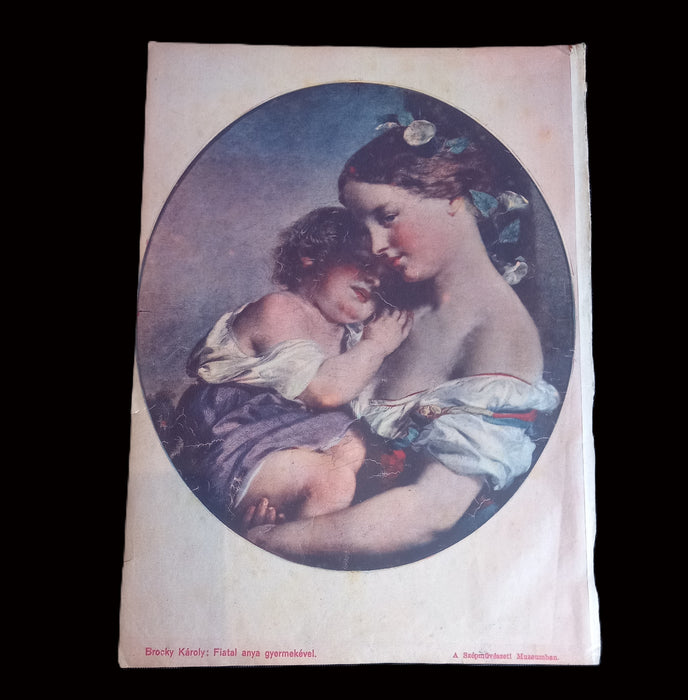 Vintage Ephemera 1930 Young Mother & Child Károly Brocky Hungarian Art Page