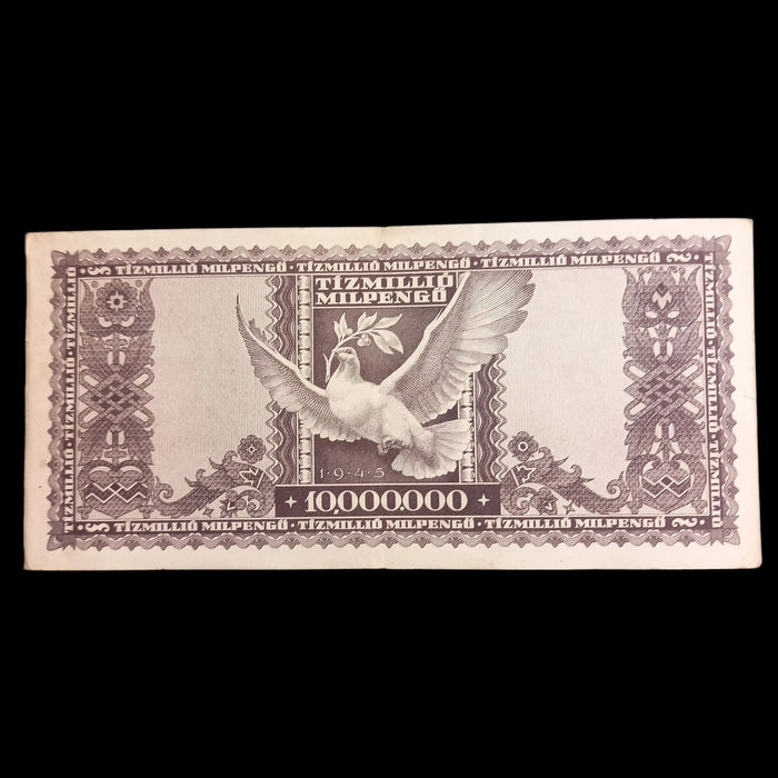 1946 Hungary Banknote Ten Million Milpengo 10 Trillion Pengo WWII Currency AU