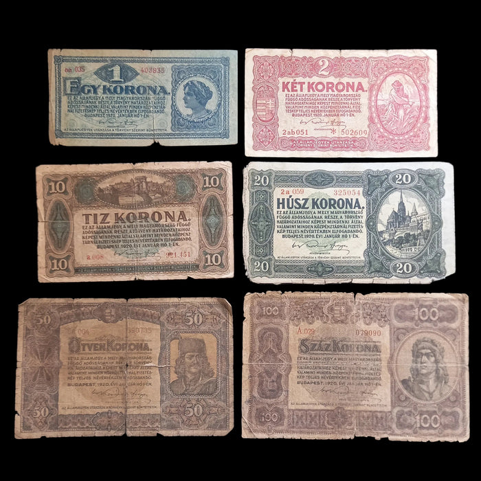 1920 Hungary Banknote Korona Set Rare Star Variant Antique Treasury Relic Bills