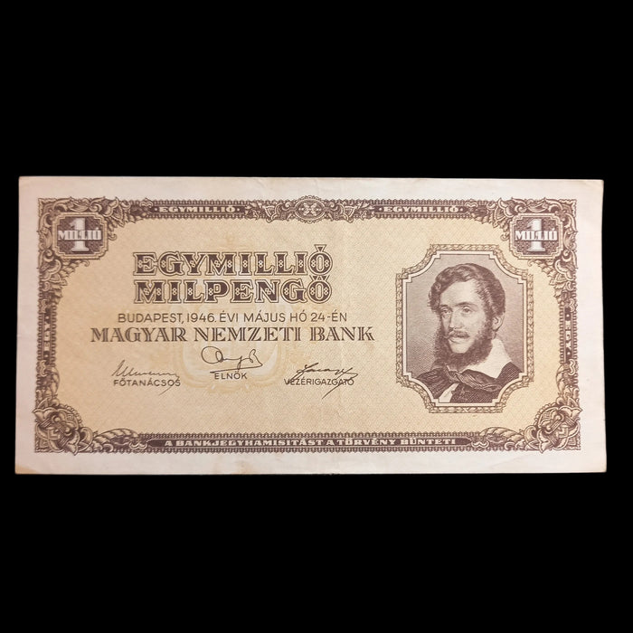 1946 Hungary Banknote One Million Milpengo Trillion Pengo Bill Lajos Kossuth AU