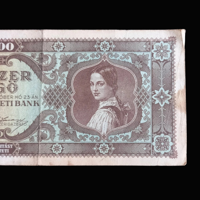 Vintage Banknote 1945 Hungarian 100,000 Százezer Pengő WWII European Memorabilia