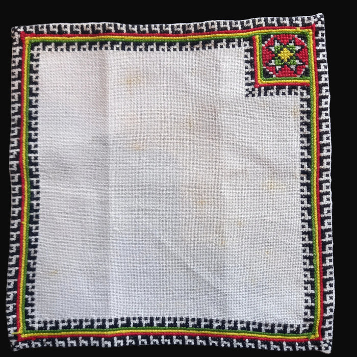 Vintage Hungarian Folk Art Doilies 2 Geometric Handmade Mid-Century Textile 1960s