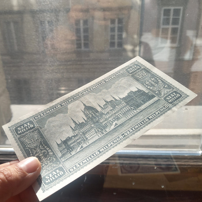1946 Hungary Banknote One Hundred Million Milpengo Trillion Pengo Bill WW2 AU