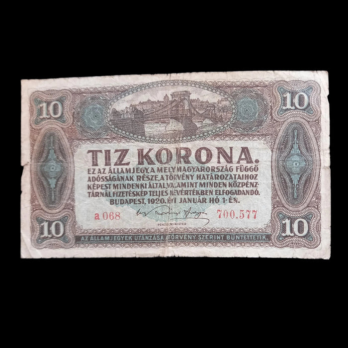 1920 Hungary Banknote Korona Set 1 2 10 Antique Bills Post-WWI Europe Currency