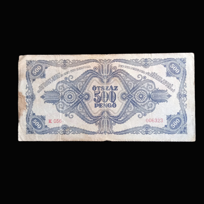 Vintage Banknote 1945 Hungary 500 Pengő ERROR Variant NЯТЬСОТ WWII Hyperinflation