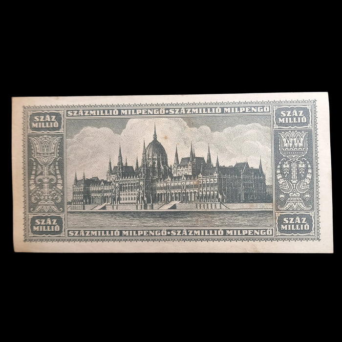1946 Hungary Banknote 100 Million Milpengo Trillion Pengo Hyperinflation UNC Toned