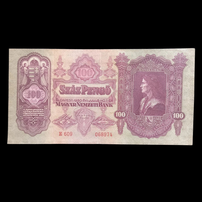 1930 Hungary Banknote 100 Pengo King Matthias I Pre-WWII Currency Money Bill XF