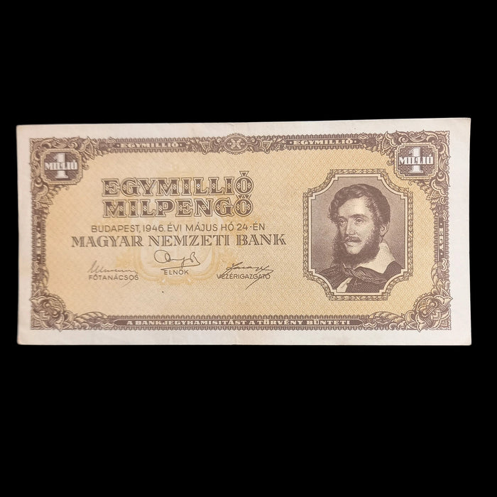 1946 Hungary Banknote One Million Milpengo Hyperinflation WWII Trillion Pengo Currency AU