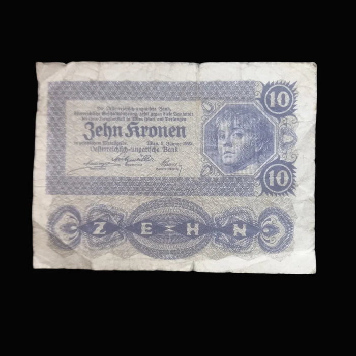 Antique Banknote 1922 Austria 10 Kronen Child Portrait Art History 5pc Set Old Paper Money