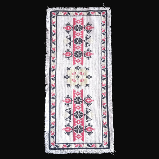Hungarian Beregi Cross Stitch black red geometric table runner 