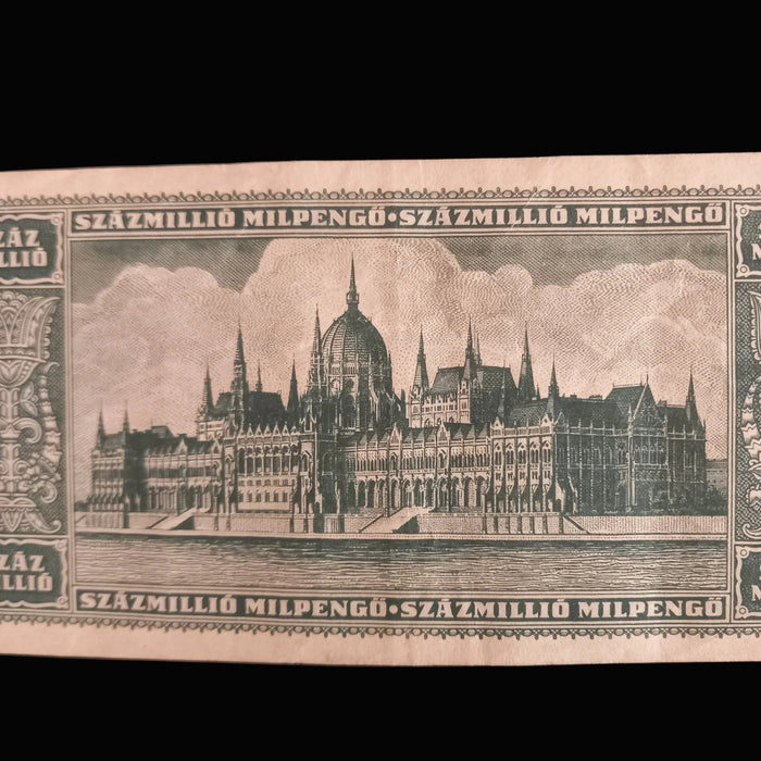 Vintage Banknote 1946 Hungary Százmillió Milpengő Premium 100 Million Hyperinflation Money XF