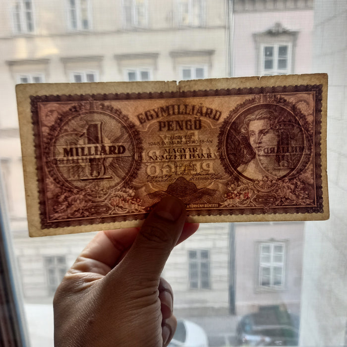 1946 Hungary Banknote 1 Billion Pengo Historic Economic Collapse Monetary Art