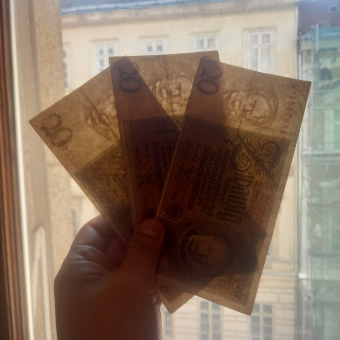 Antique Banknote 1929 Germany 20 Reichsmark Choice 3pc Set Authentic Interwar Money