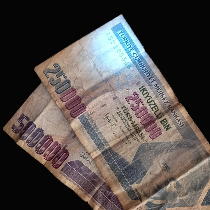 Vintage Banknote Mediterranean Lot 1978 Greece 100 Drachmai 1990s Turkish Lira 250 500K