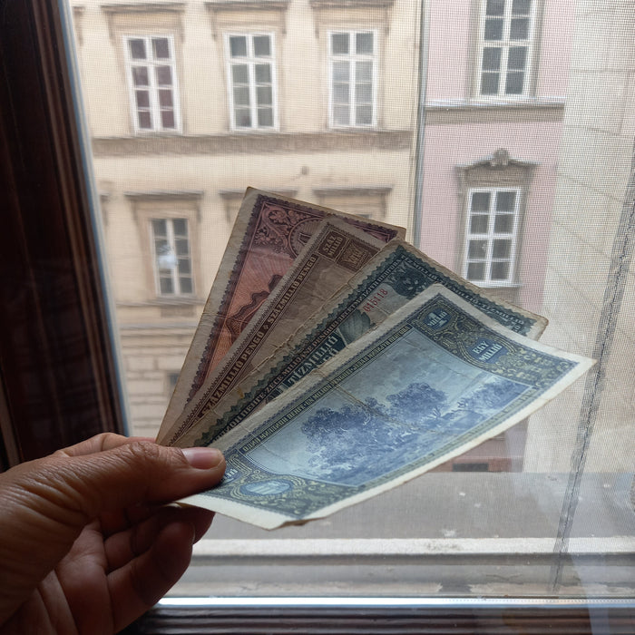 1945-46 Hungary Banknote Pengo Set Post-WWII Hyperinflation Progression Bills