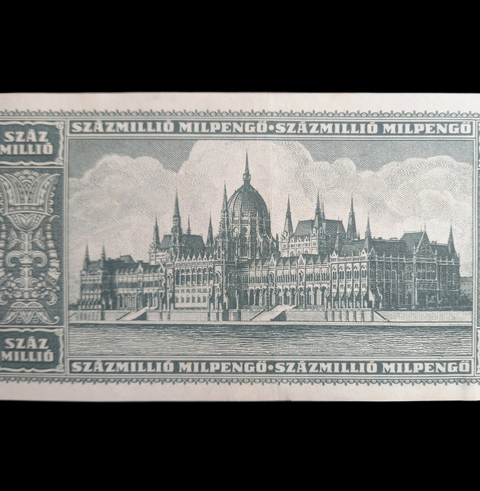 1946 Hungary Banknote One Hundred Million Milpengo Trillion Pengo Bill WW2 AU
