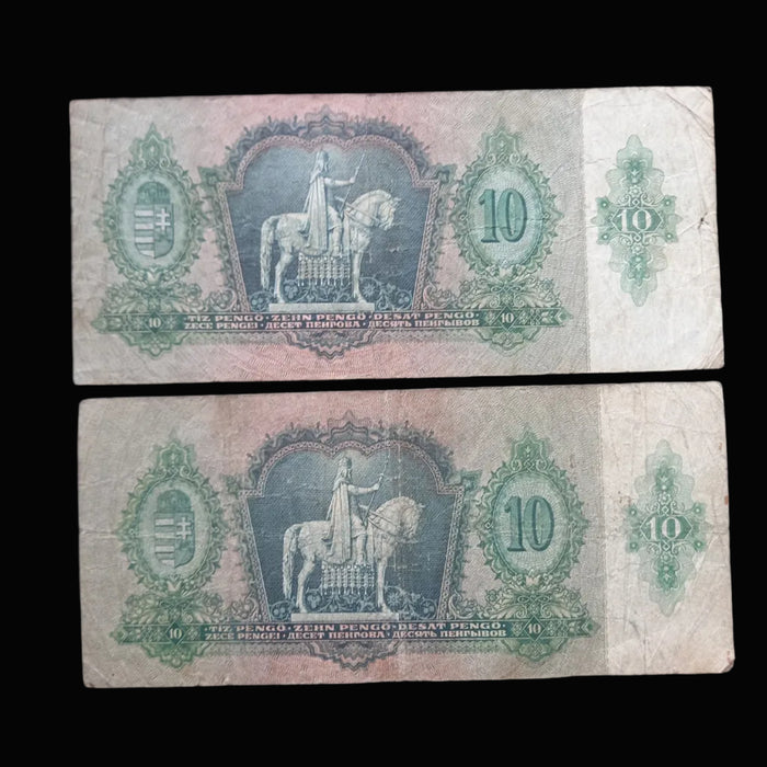 Vintage Banknote 1936 Hungary Tíz 10 Pengő Pair Madonna Baby Jesus Historic Paper Money