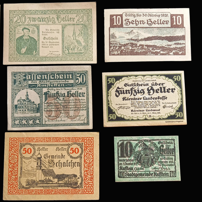 Antique Banknote 1919-1921 Austria Heller Notgeld Mixed Collection Lot of 25 Excellent