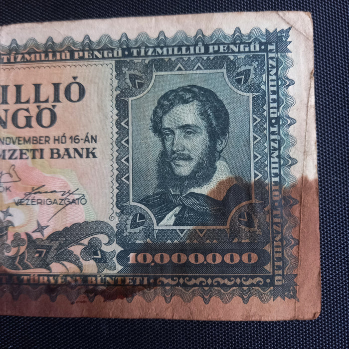 Vintage Banknote 1945 Hungary 10,000,000 Tízmillió Pengő 8-Note WWII Survivor Set