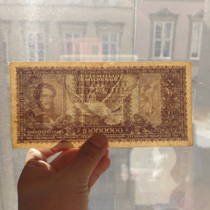 1946 Hungary Banknote Ten Million Milpengo 10 Trillion Pengo WWII Currency AU