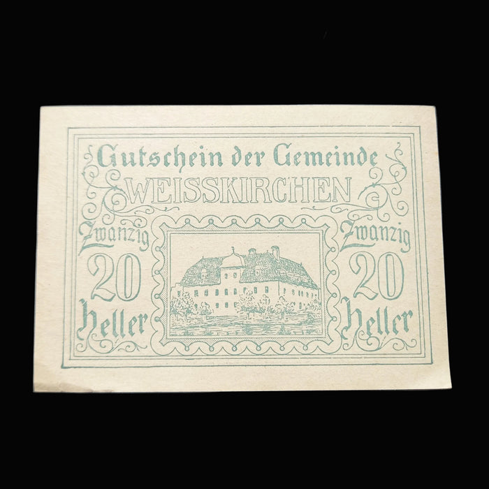Antique Banknote 1920 Austria Weisskirchen Notgeld Set 20 & 50 Heller Emergency Money