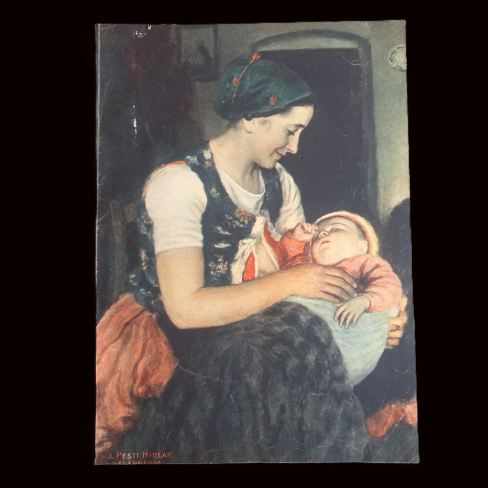 Vintage Ephemera 1930 Oszkár Glatz Mother Child Portrait Hungarian History Journaling