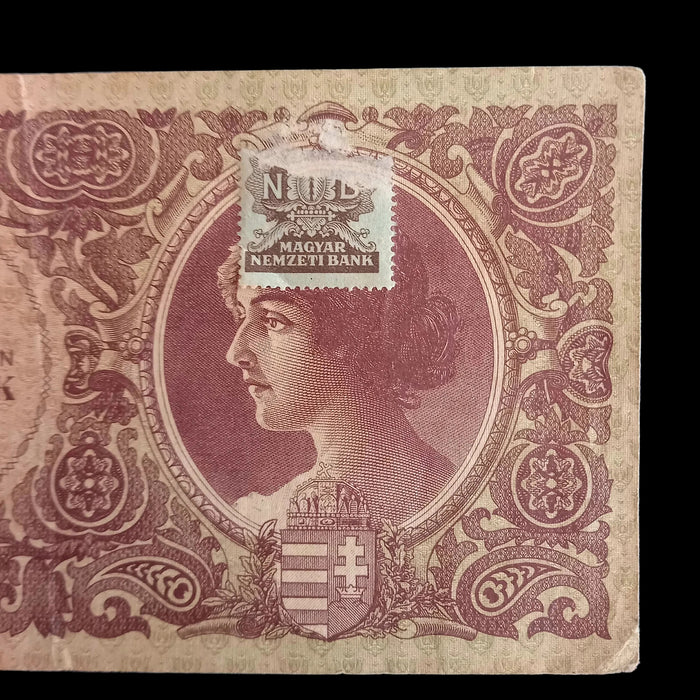 Vintage Banknote 1945 Hungary Pengő 10000 Tízezer Stamped MNB WWII Paper Money 070030