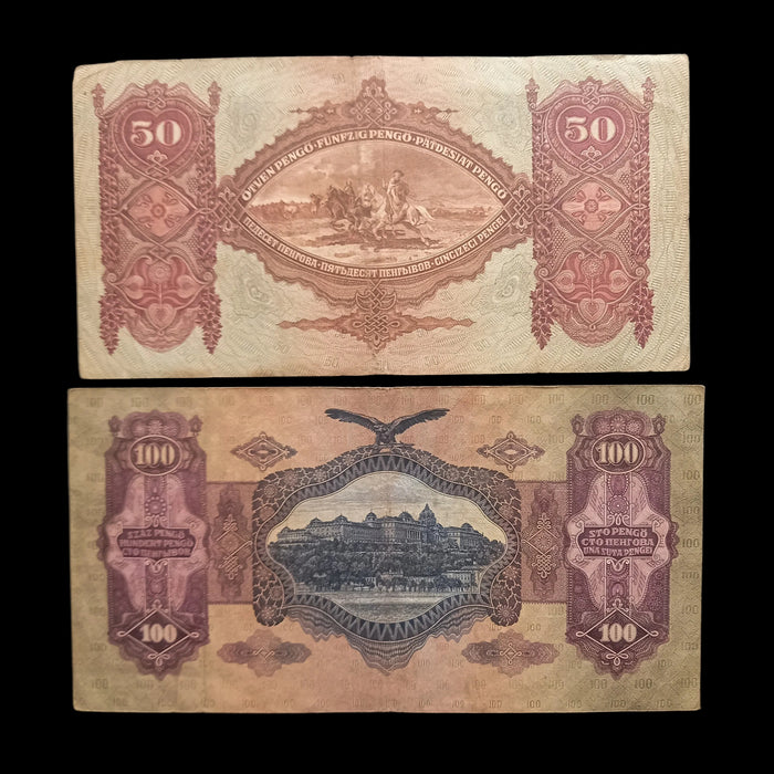 Vintage Banknote 1930-1941 Hungary Pengő 4pc Set 10 20 50 100 Old Paper Money Excellent