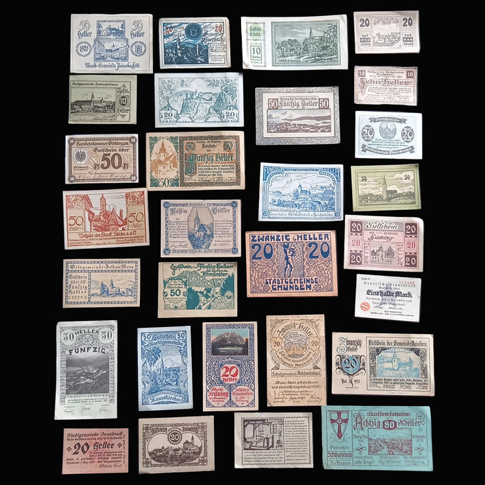 Antique Banknote 1914-1921 Germany Austria Notgeld WWI Collection Lot of 29 Good
