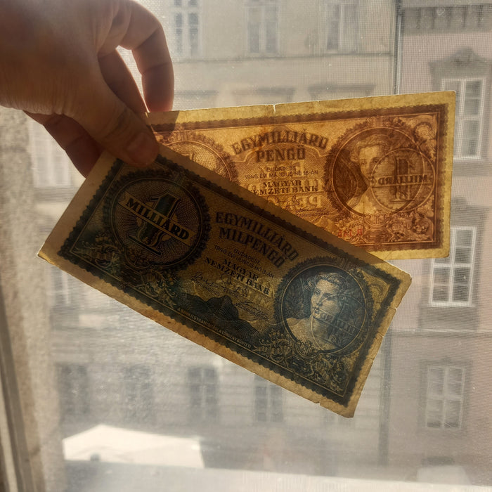 Vintage Banknote 1946 Hungary Billion Egymilliárd Milpengő & Quadrillion Pengő Collectibles