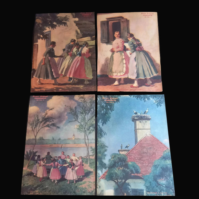 1931 Vintage Ephemera Art Prints Hungarian Folk Art & Village Life Cover Set Historic Europe