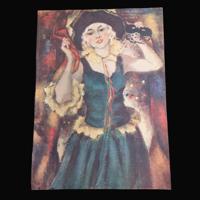 1931 Vintage Ephemera Art Prints Hungarian Women Classic Portrait Painting Magyar Farsang