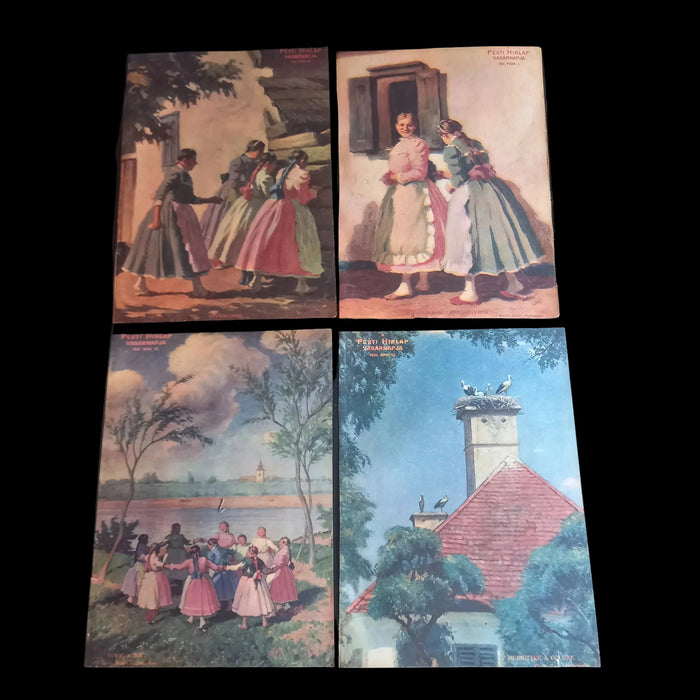 1931 Vintage Ephemera Art Prints Hungarian Folk Art & Village Life Cover Set Historic Europe
