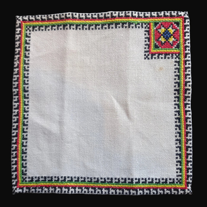 Vintage Hungarian Folk Art Doilies 2 Geometric Handmade Mid-Century Textile 1960s