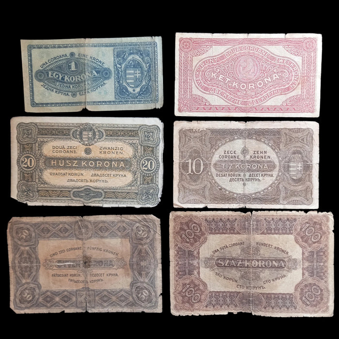 1920 Hungary Banknote Korona Set Rare Star Variant Antique Treasury Relic Bills