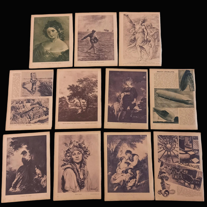 Vintage Ephemera Art Prints 1930 Hungarian Harvest Folk Peasant Landscape Glatz Kunffy