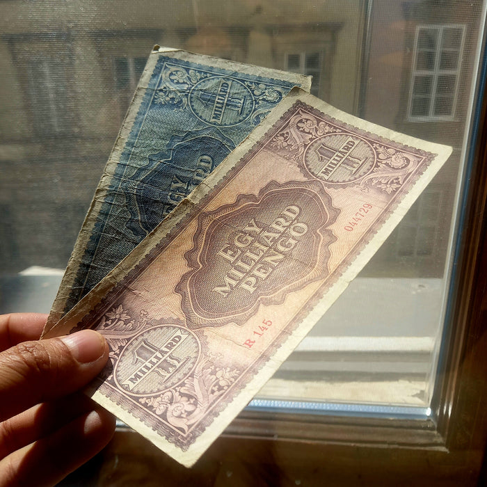 Vintage Banknote 1946 Hungary Billion Egymilliárd Milpengő & Quadrillion Pengő Collectibles