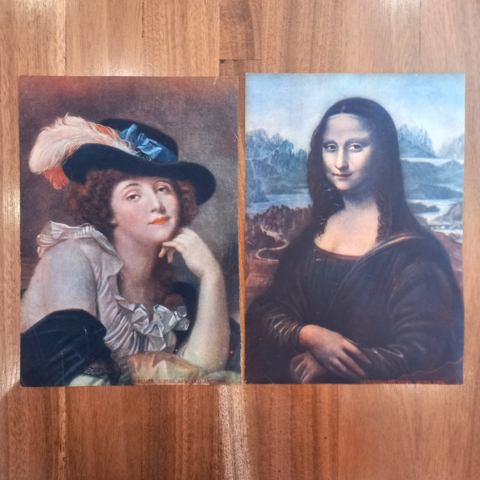 Vintage Art Prints 1930 Classical Ladies Mona Lisa European Masterpiece Ephemera