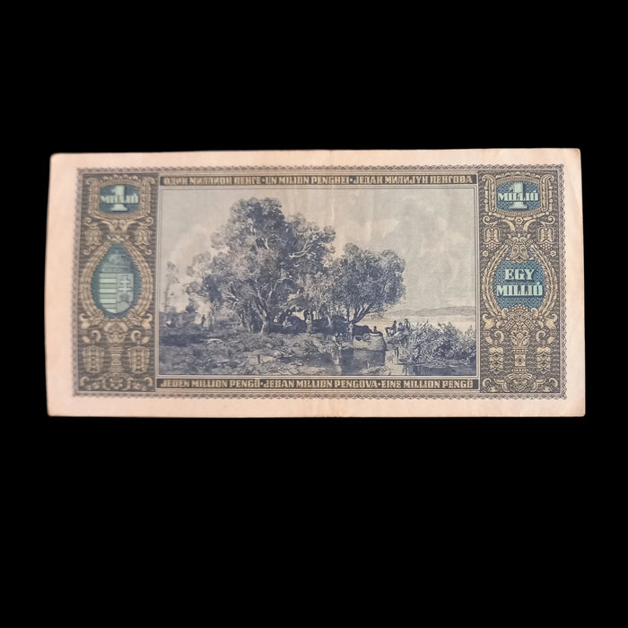 Vintage Banknote 1945 Hungary One Million Pengő 1000000 Hyperinflation Money Lajos Kossuth XF