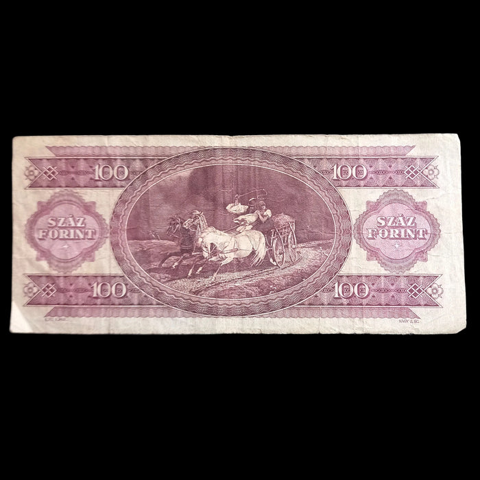 1992 Hungary Banknote 100 Forint Bill Horse Art Collectible History Kossuth Lajos VF