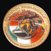 italy militay token Gold coin with Italian flag design and text on a dark textured background