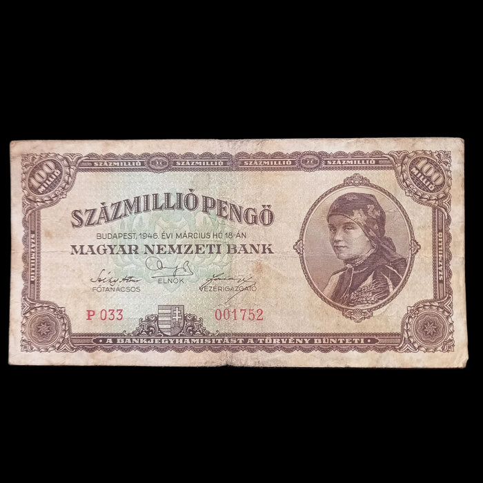 1946 Hungary Banknote 100 Million Pengo Antique Horizon of Parliament Bill