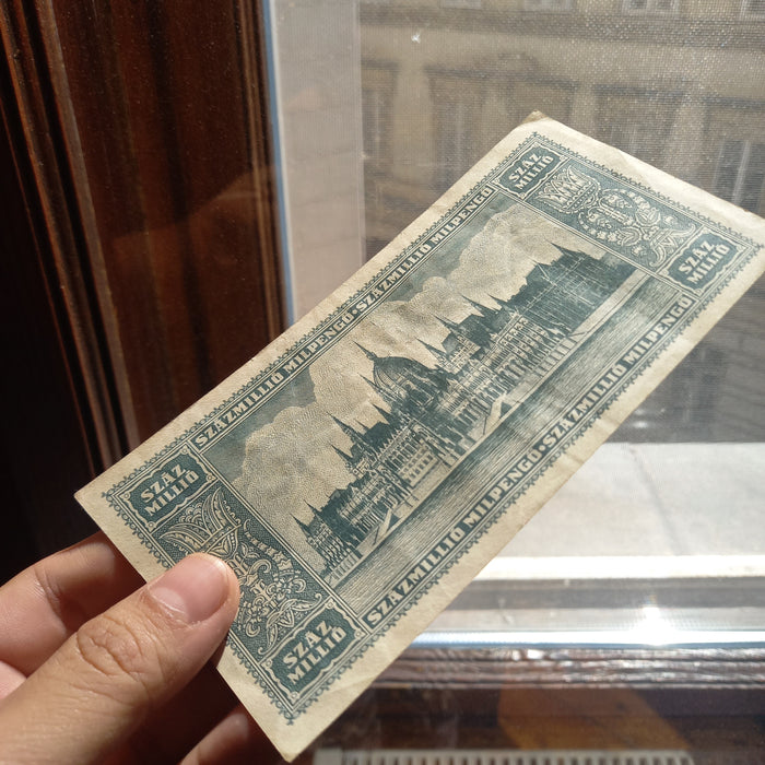 Vintage Banknote 1946 Hungary Százmillió Milpengő Premium 100 Million Hyperinflation Money XF