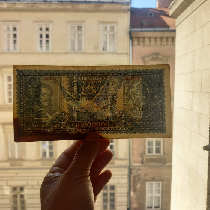 Vintage Banknote 1945 Hungary 10,000,000 Tízmillió Pengő 8-Note WWII Survivor Set