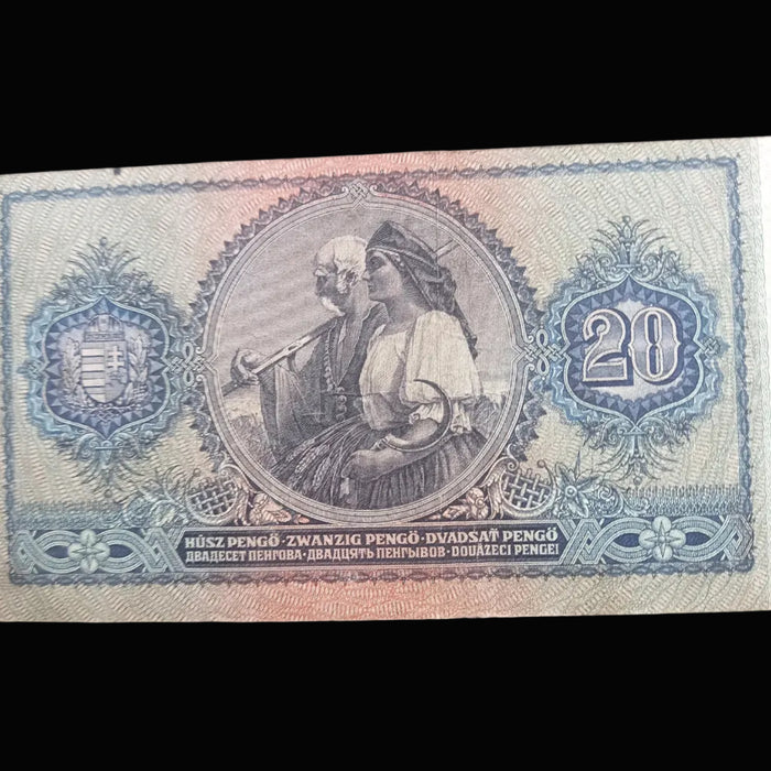 Vintage Banknote 1941 Hungary 20 Pengő WWII Era Paper Money Collectible Old Hungarian Cash