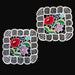 pair of square hungarian kalocsai doilies with flower patterns and white lace