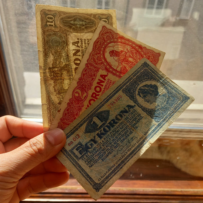 1920 Hungary Banknote Korona Set Rare Star Variant 1 2 10 Post-WWI Antique Money